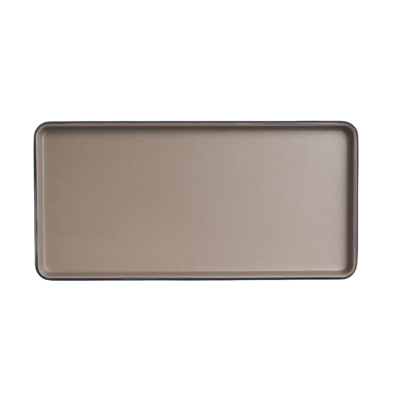 Steelite 7810JB022 Creations Baja 9-3/4" x 4-7/8" Rectangular Sandstone Tan Raised Rim Plate