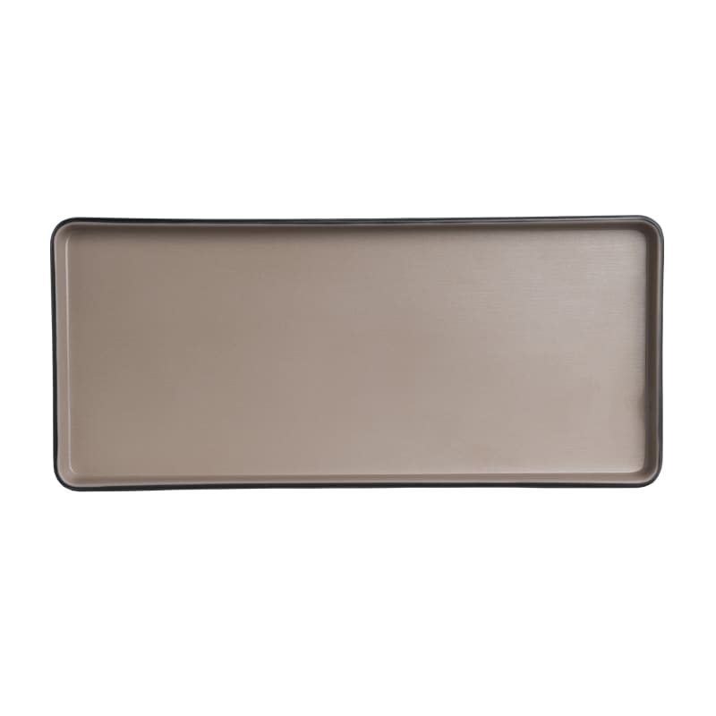 Steelite 7810JB023 Creations Baja 11-1/2" x 5-1/8" Rectangular Sandstone Tan Raised Rim Plate