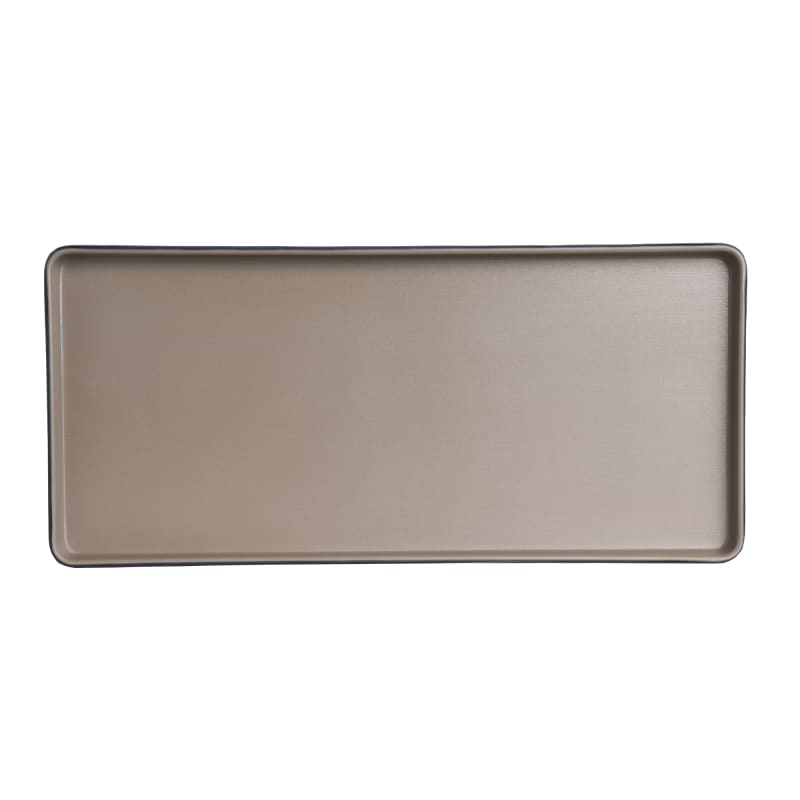Steelite 7810JB024 Creations Baja 12-7/8" x 5-7/8" Rectangular Sandstone Tan Raised Rim Plate
