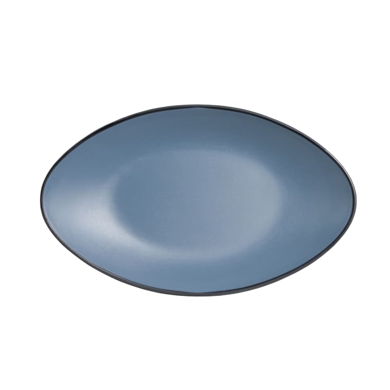 Steelite 7830JB021 Creations Baja 9-3/4" x 5-7/8" Oval Lagoon Blue Coupe Rim Plate
