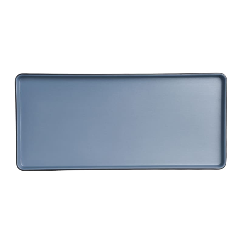 Steelite 7830JB024 Creations Baja 12-7/8" x 5-7/8" Rectangular Lagoon Blue Raised Rim Plate