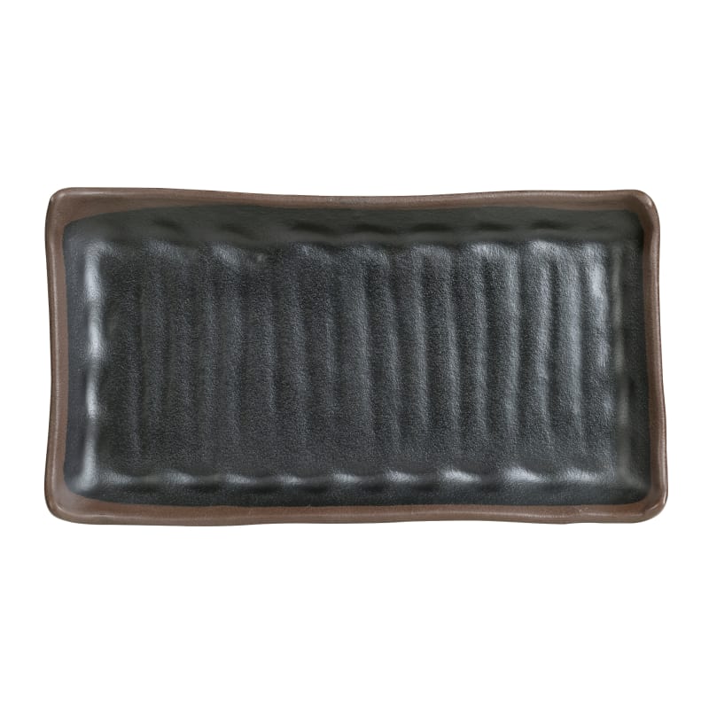 Steelite 7199TM011 Delfin Greystone 11-1/8" x 5-7/8" Rectangular Gray Coupe Rim Plate