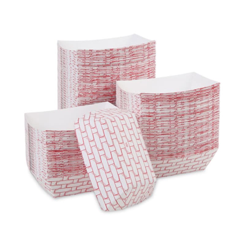 Boardwalk BWK30LAG100 Paper Food Baskets, 1 Lb Capacity, Red/white, 1,000/carton