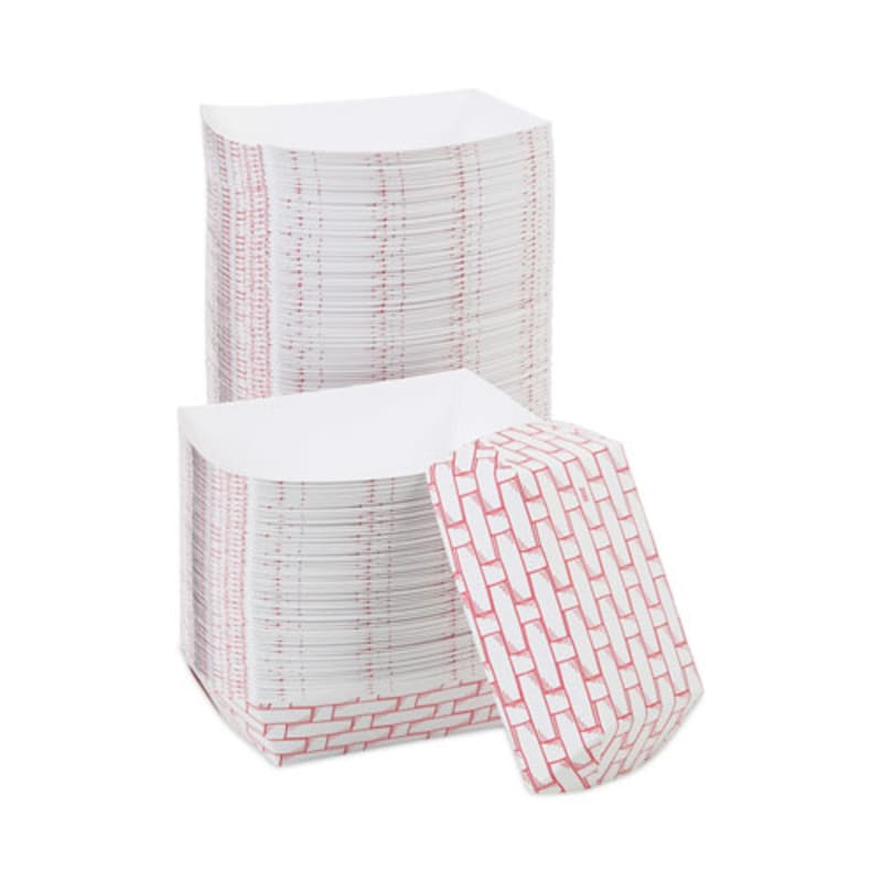 Boardwalk BWK30LAG200 Paper Food Baskets, 2 Lb Capacity, Red/white, 1,000/carton