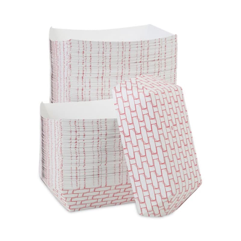 Boardwalk BWK30LAG500 Paper Food Baskets, 5 Lb Capacity, Red/white, 500/carton