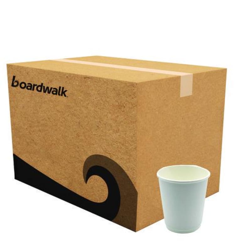 Boardwalk BWKDW8HCUP Paper Hot Cups, Double-Walled, 8 oz, White, 500/Carton