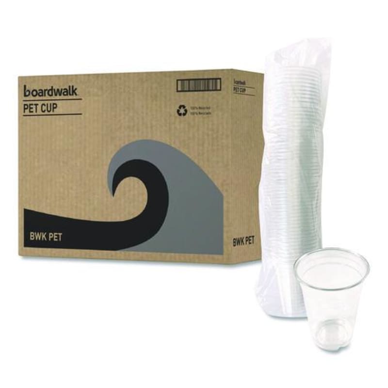 Boardwalk BWKPET14 Clear Plastic PET Cups, 14 oz, 50/Bag, 20 Bags/Carton
