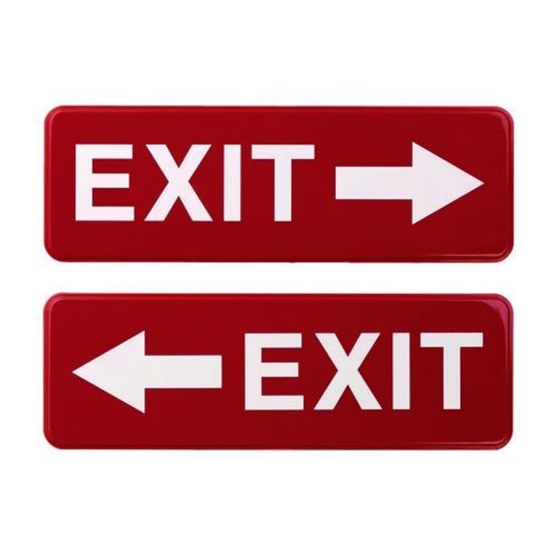 Excello Global Products EGP-HD-0257-S Emergency Exit Indoor/Outdoor Wall Sign, 9 x 3, Red Face, White Graphics, 2/Pack