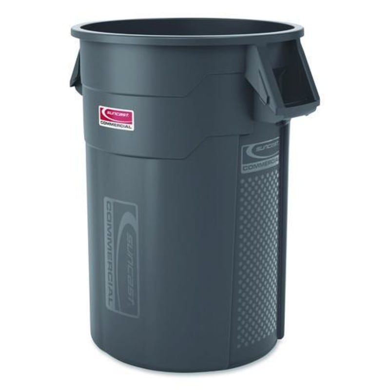 Suncast Commercial TCU44 Injection Molded Utility Trash Can, 44 gal, Plastic/Resin, Gray