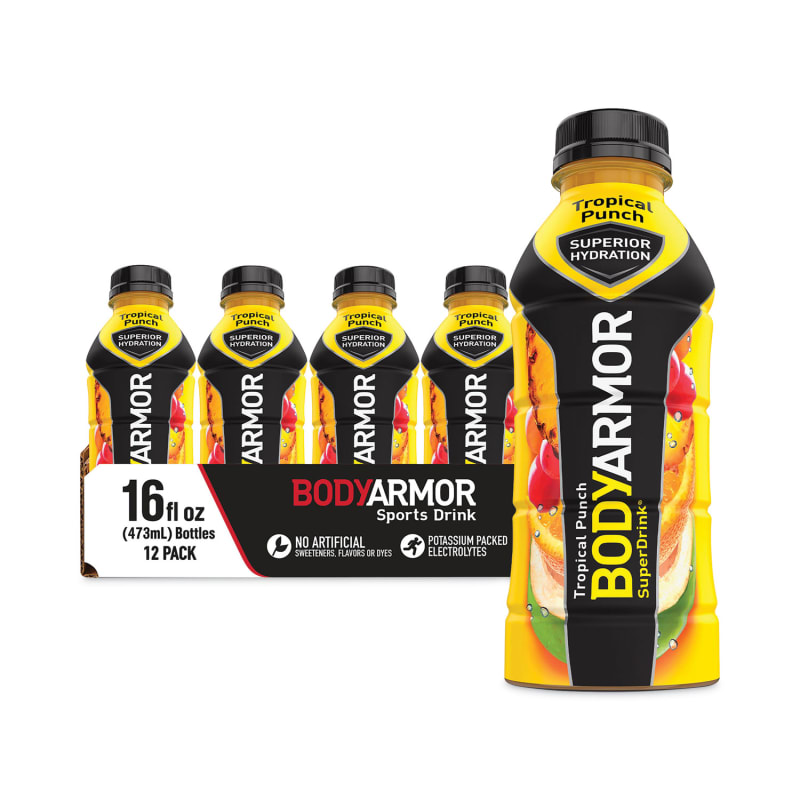 BodyArmor BDA10000814 SuperDrink Sports Drink, Tropical Punch, 16 oz Bottle, 12/Pack