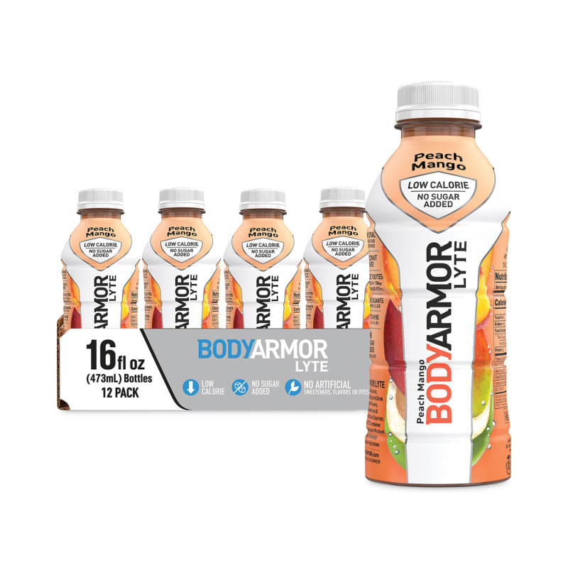 BodyArmor BDA10001212 LYTE Sports Drink, Peach Mango, 16 oz Bottle, 12/Pack