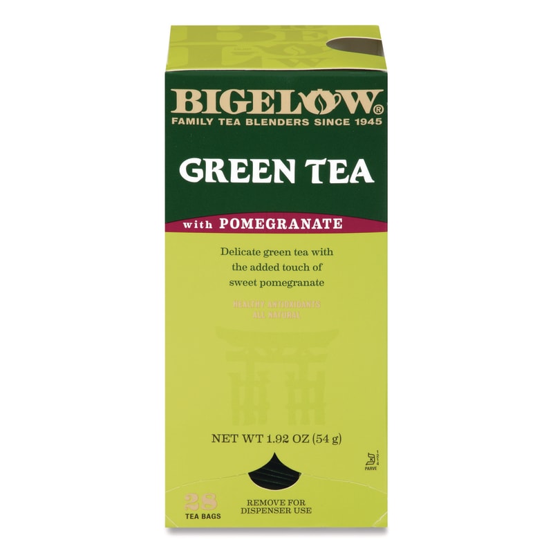 Bigelow BTCRCB10363 Green Tea With Pomegranate, 0.07 Oz Tea Bag, 28/box