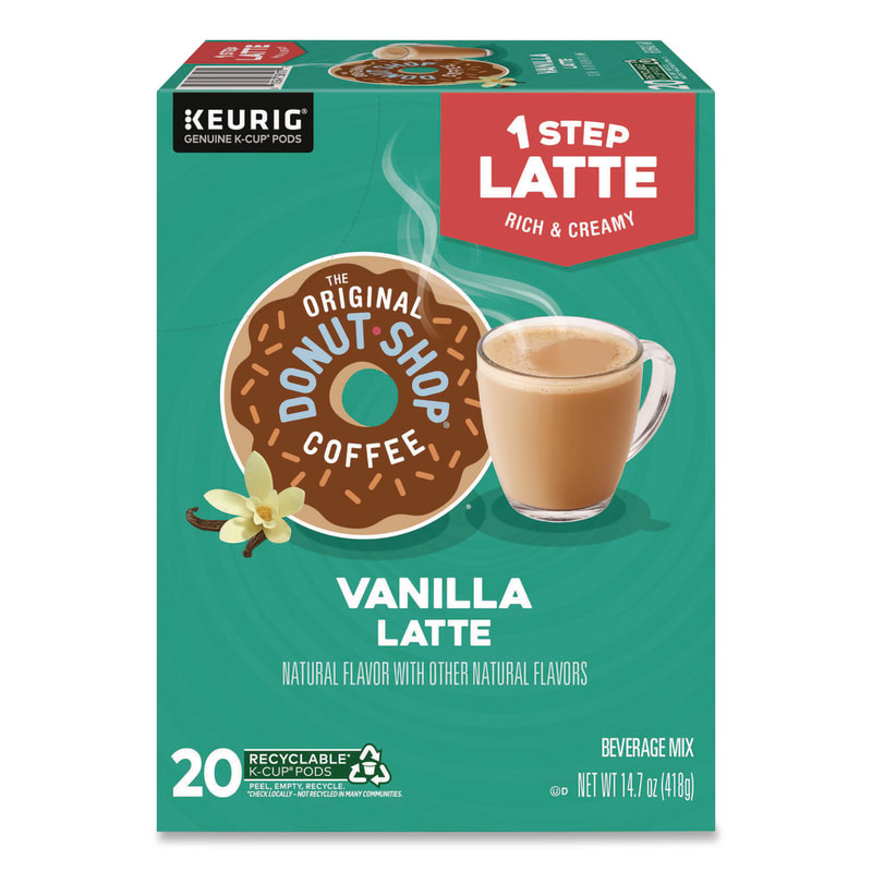 The Original Donut Shop DIE8177 Vanilla One Step Latte K-Cup, 20/Box