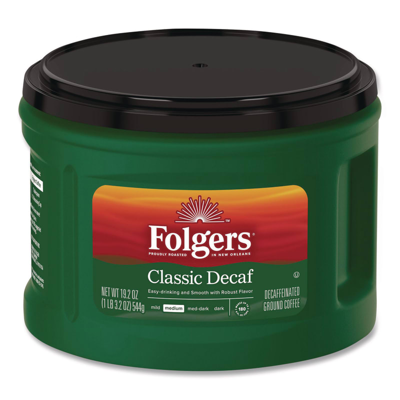 Folgers FOL00374EA Classic Decaf Ground Coffee, Classic Roast Decaffeinated, 19.2 oz Can