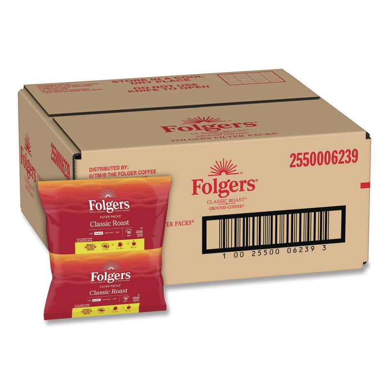 Folgers FOL06239 Coffee Filter Packs, Classic Roast, .9 Oz, 10 Filters/pack, 4 Packs/carton