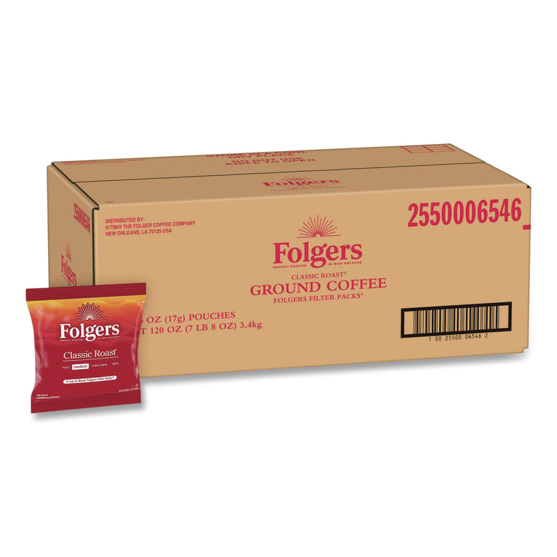 Folgers FOL06546 Classic Roast Ground Coffee Filter Pack, Regular, In-Room Lodging, 0.6 oz, 200/Carton