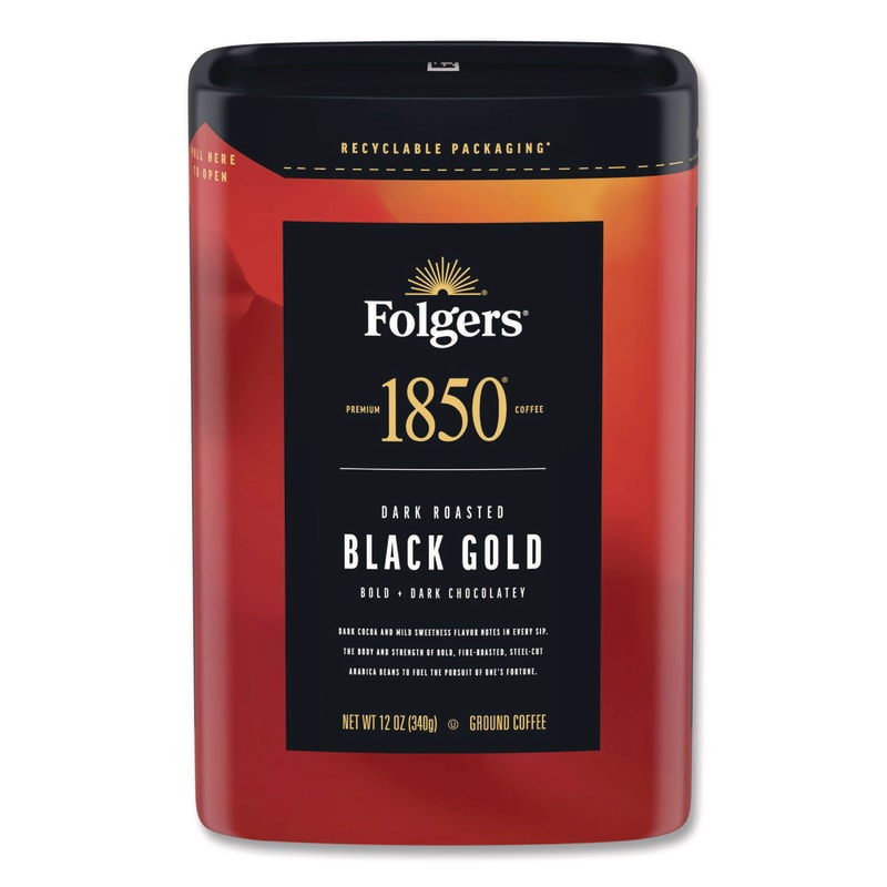 1850 FOL12722EA Black Gold Roast Ground Coffee, 12 oz Canister