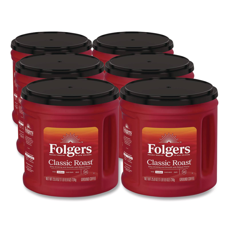 Folgers FOL20421CT Coffee, Classic Roast, Ground, 25.9 Oz Canister, 6/carton