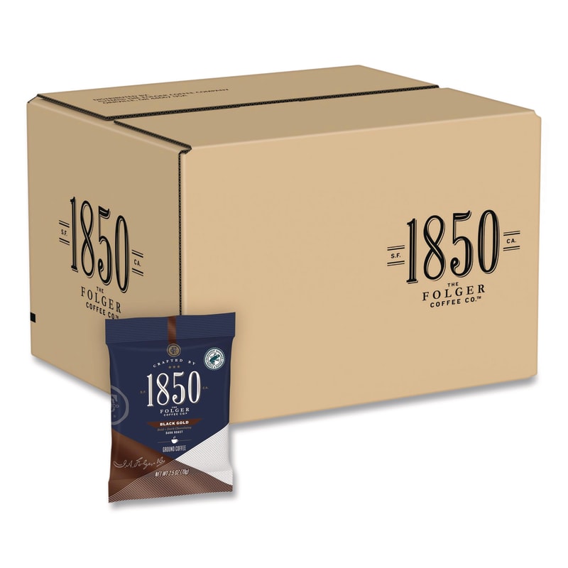 1850 FOL21512 Black Gold Coffee Ground Coffee Fraction Packs, 2.5 oz Pack, 24 Packs/Carton