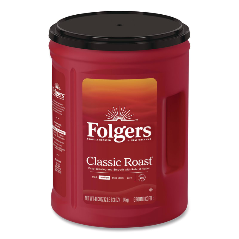 Folgers FOL30419 Classic Roast Ground Coffee, 40.3 oz Canister, 6/Carton