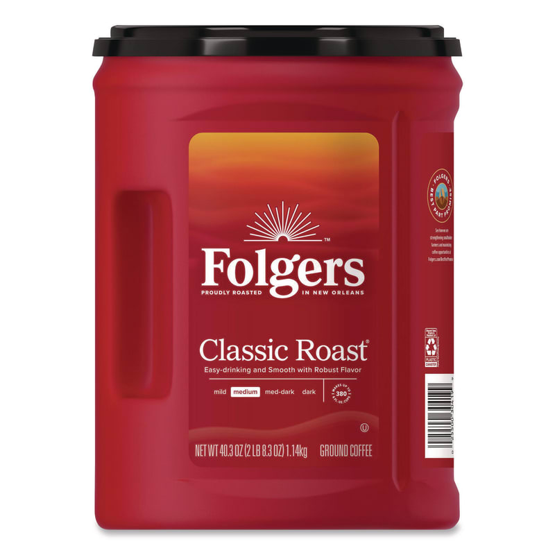 Folgers FOL30419EA Classic Roast Ground Coffee, Classic Roast, 40.3 oz Canister