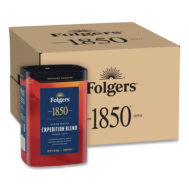 1850 FOL93312 Expedition Blend Roast Ground Coffee, 12 oz Canister, 6/Carton