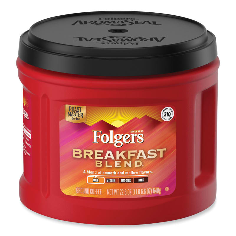 Folgers FOLSMU20529 Breakfast Blend Ground Coffee, 22.6 oz Canister