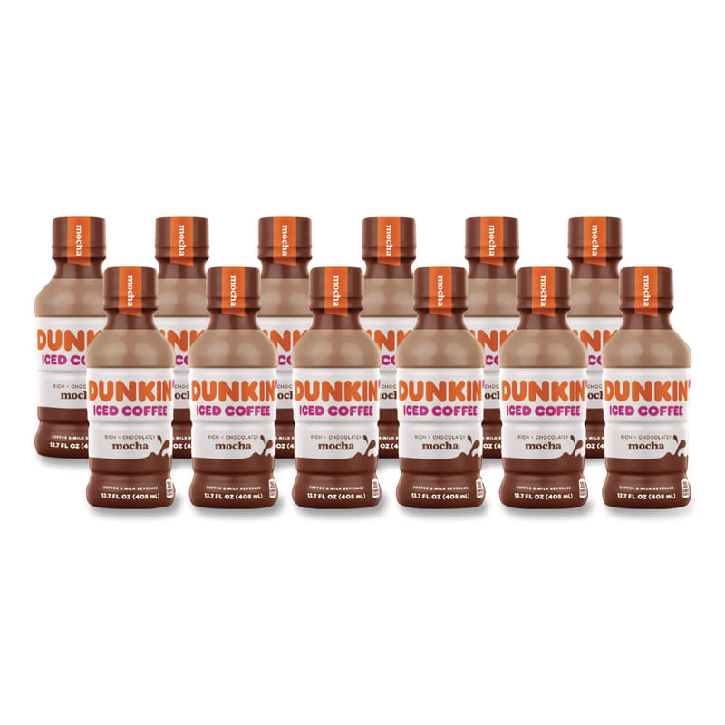 Dunkin' GMT049000072389 Mocha Iced Coffee Drink, 13.7 Oz Bottle, 12/carton