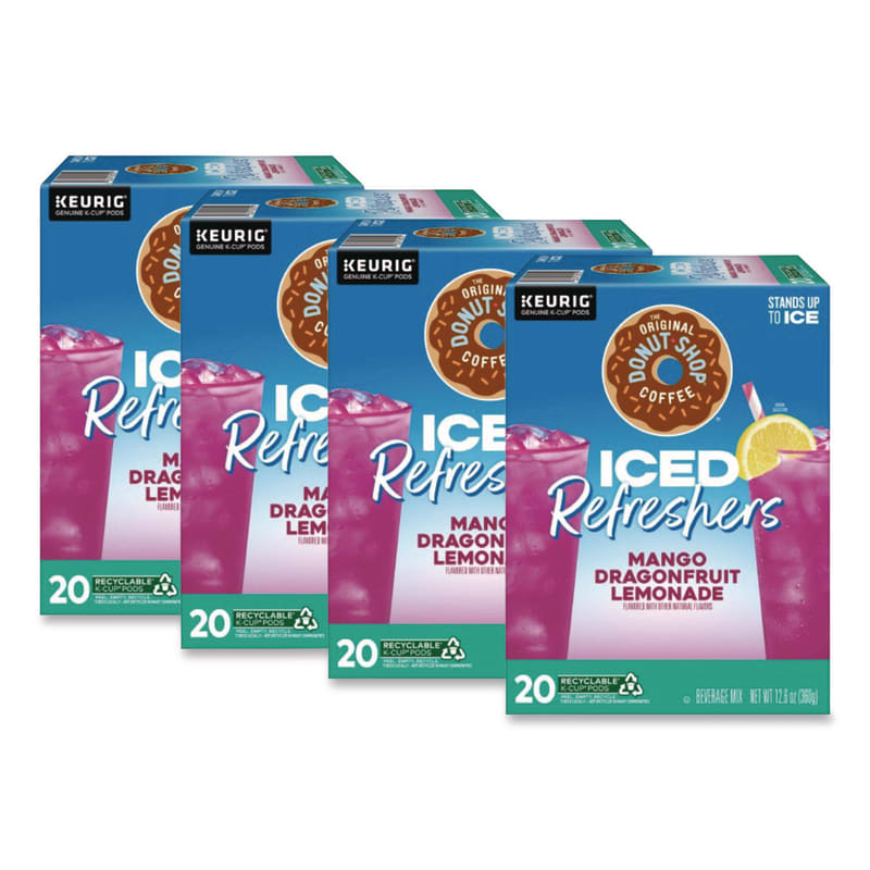 The Original Donut Shop GMT0532CT ICED Refreshers K-Cup Pods, Mango Dragonfruit Lemonade, 20/Box, 4 Boxes/Carton