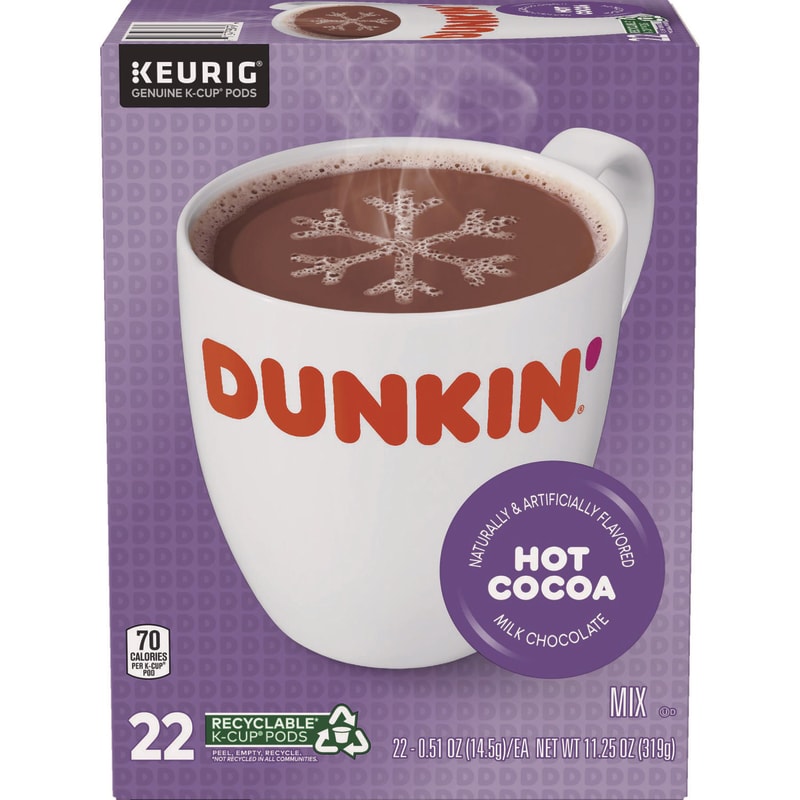 Dunkin' GMT1261 Milk Chocolate Hot Cocoa K-Cup Pods, 22/box