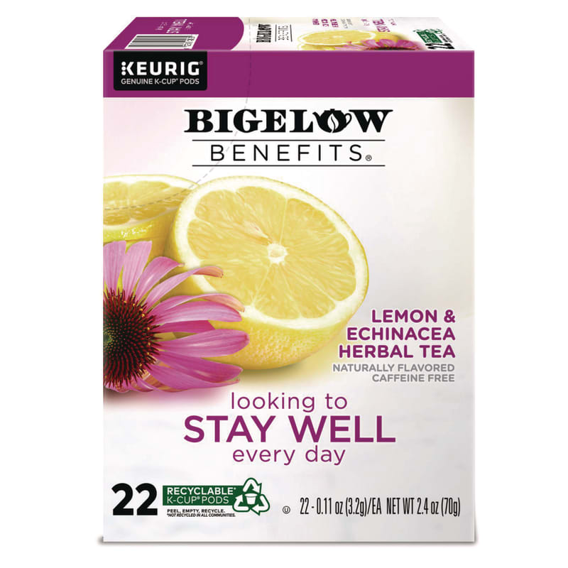 Bigelow GMT2025 Benefits Lemon And Echinacea Herbal K-Cup, 0.11 Oz, 22/box