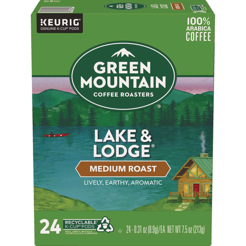 Green Mountain Coffee GMT6523 Lake And Lodge Coffee K-Cups, Medium Roast, 24/box