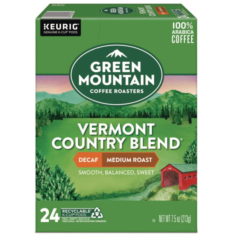 Green Mountain Coffee GMT7602 Vermont Country Blend Decaf Coffee K-Cups, 24/box