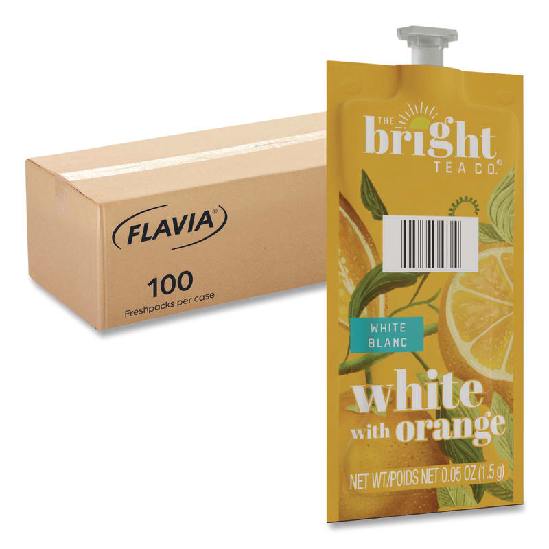 FLAVIA LAV48024 The Bright Tea Co. White with Orange Tea Freshpack, 100/Carton