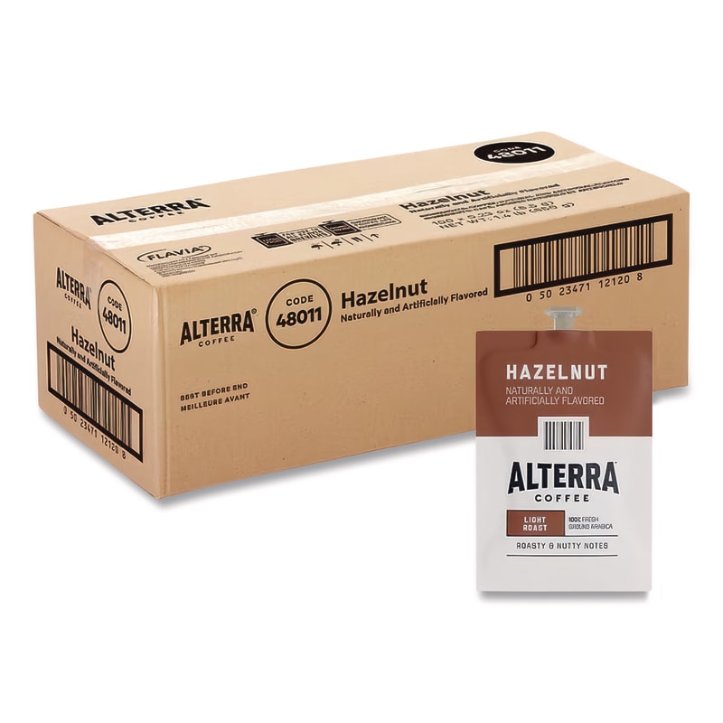 ALTERRA MDKMDRA185 Coffee Freshpack Pods, Hazelnut, Medium Roast, 0.23 Oz, 100/carton