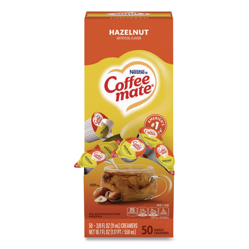 Coffee mate NES35180BX Liquid Coffee Creamer, Hazelnut, 0.38 Oz Mini Cups, 50/box