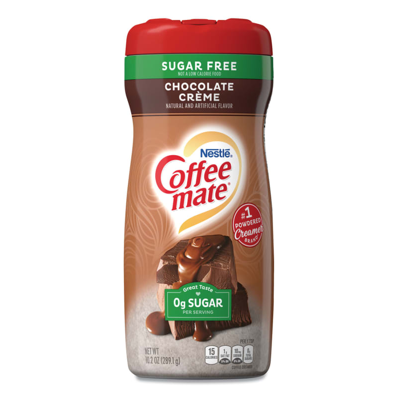 Coffee mate NES59573CT Sugar Free Chocolate Cream Powdered Creamer, 10.2 oz Canister, 6/Carton