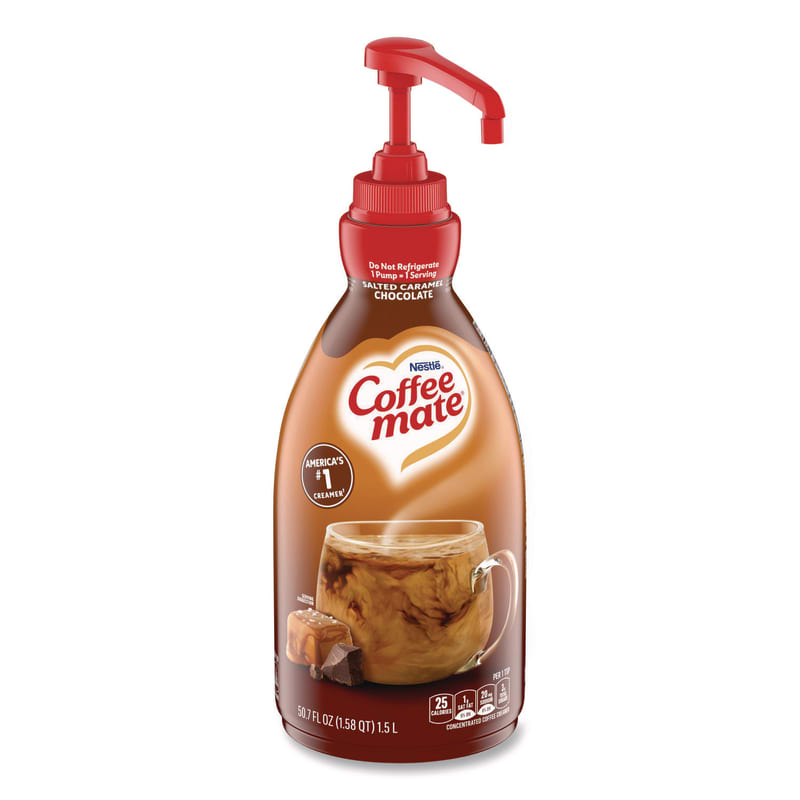 Coffee mate NES79976 Liquid Creamer Pump Bottle, Salted Caramel Chocolate, 1.5 L Pump Bottle