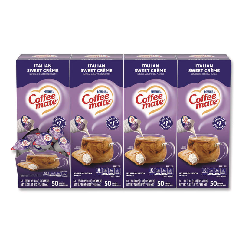 Coffee mate NES84652CT Liquid Coffee Creamer, Italian Sweet Cream, 0.38 oz Mini Cups, 50/Box, 4 Boxes/Carton
