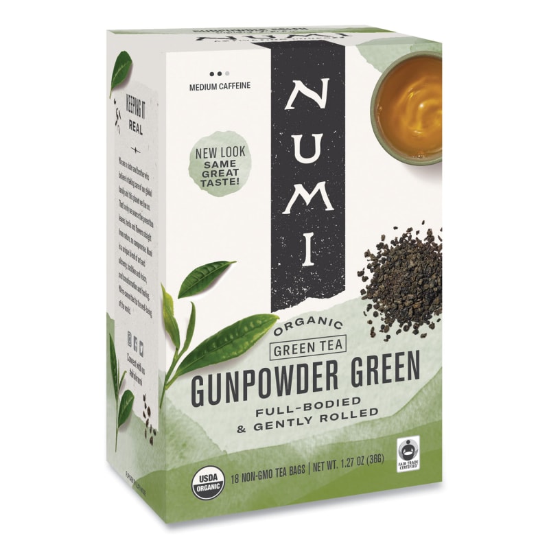 Numi NUM10109 Organic Teas And Teasans, 1.27 Oz, Gunpowder Green, 18/box
