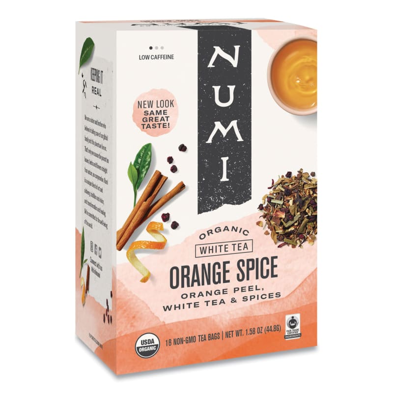 Numi NUM10240 Organic Teas And Teasans, 1.58 Oz, White Orange Spice, 16/box