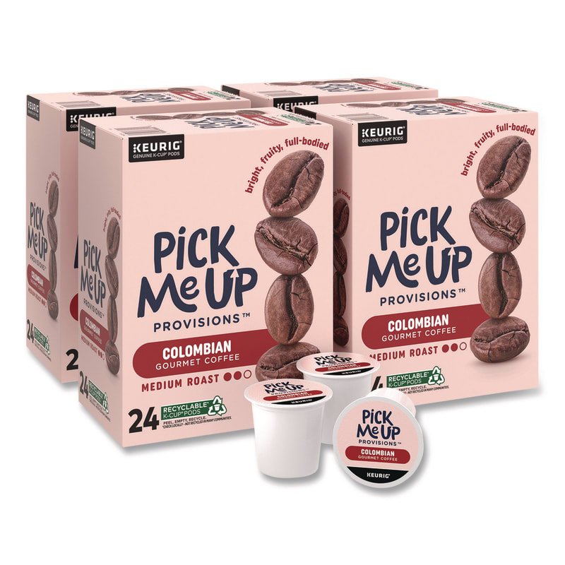 Pick Me Up Provisions PIE52969CT Colombian Coffee K-Cups, 24/Box, 96/Carton