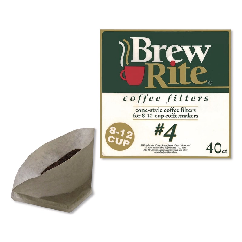 Brew Rite ROC46041 Paper Cone Filters, 8 to 12 Cup Size, Cone, 40/Pack