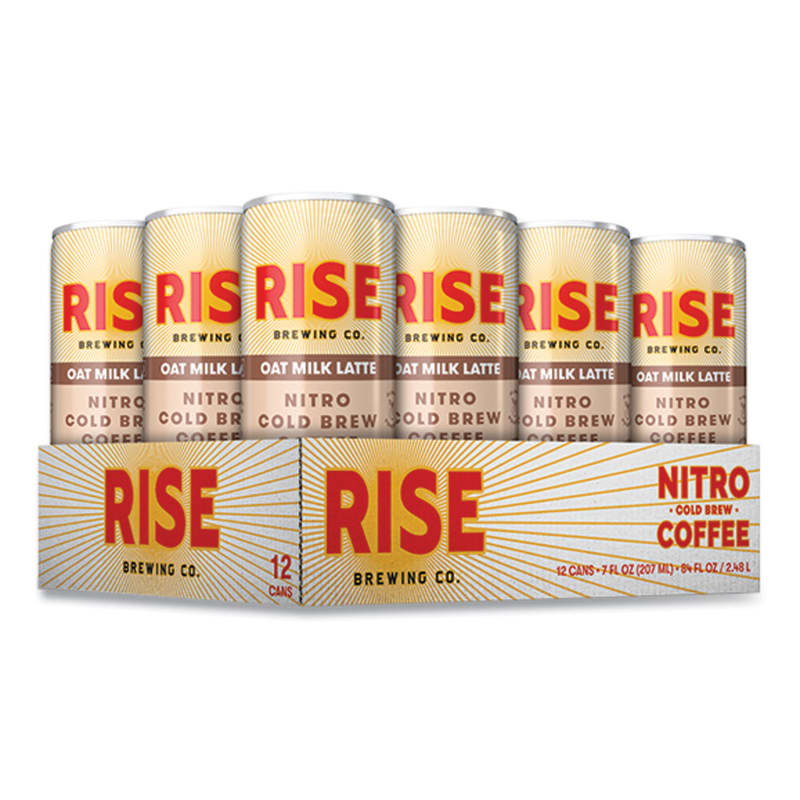 RISE Brewing Co. RSB00045 Nitro Cold Brew Latte, Oat Milk, 7 oz Can, 12/Carton