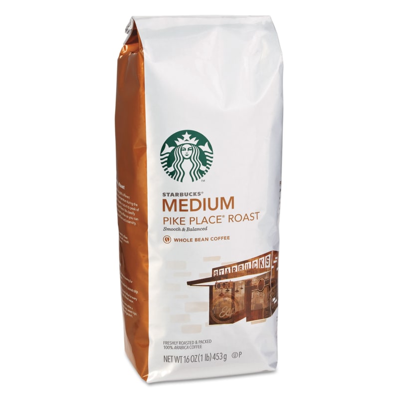 Starbucks SBK11017854 Whole Bean Coffee, Pike Place Roast, 1 Lb Bag
