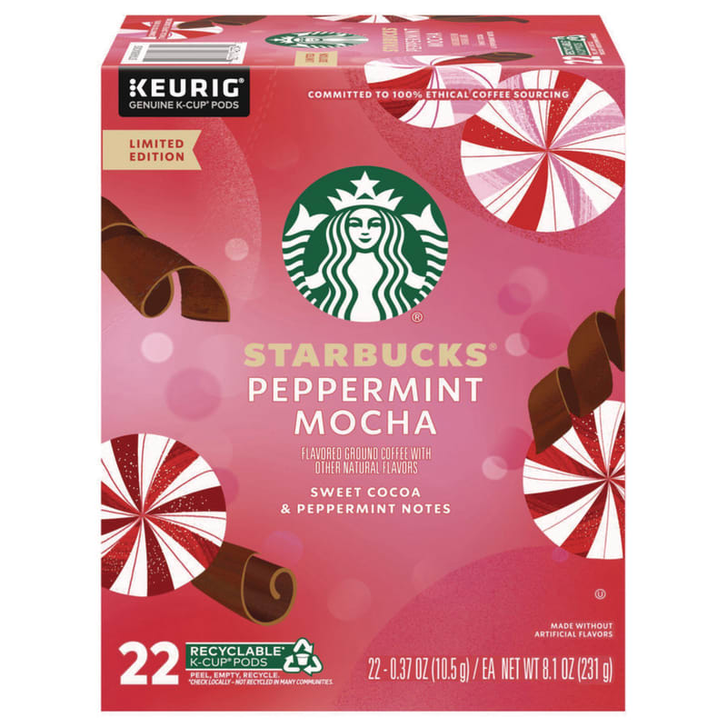 Starbucks SBK12437832CT Peppermint Mocha K-Cup, 22/Box, 4/Carton