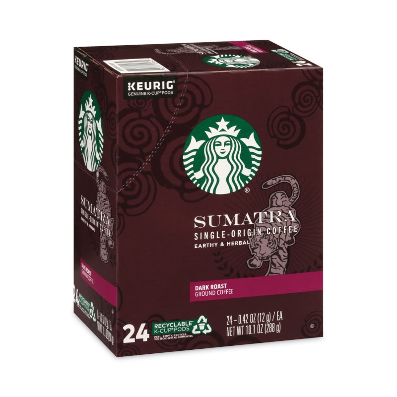 Starbucks SBK12565254 Sumatra Coffee K-Cups, Sumatra, 0.4 oz K-Cup, 24/Box