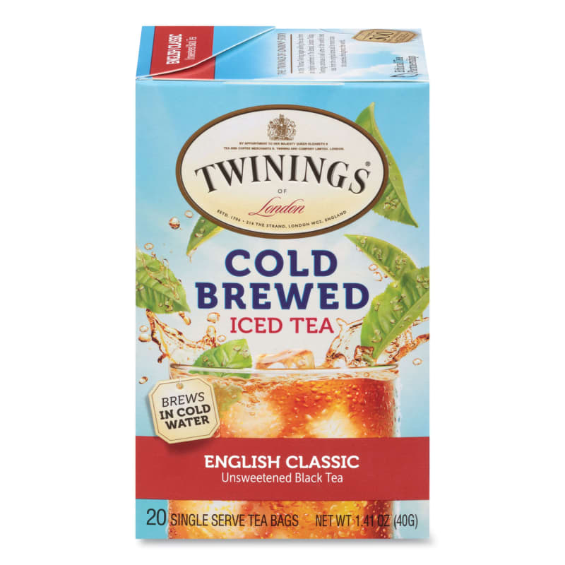 TWININGS TWG51331 Cold Brew Iced Tea Bags, English Classic, 0.07 Oz Tea Bag, 20/box