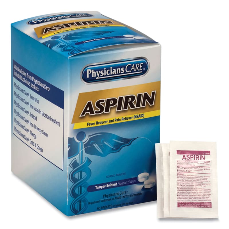 PhysiciansCare ACM90014 Aspirin Medication, Two-Pack, 50 Packs/box