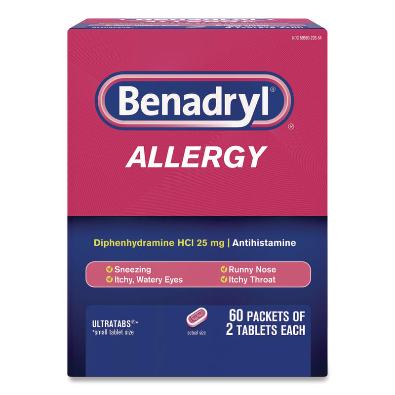 Benadryl JOJ17060 Allergy Ultratabs Tablets, Two-Pack, 60 Packs/Box